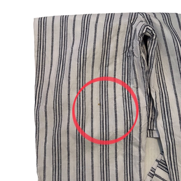 Madewell Size 6 Boho Beach Linen Cotton Dark Baltic Stripe Paperbag Pants - Picture 5 of 8